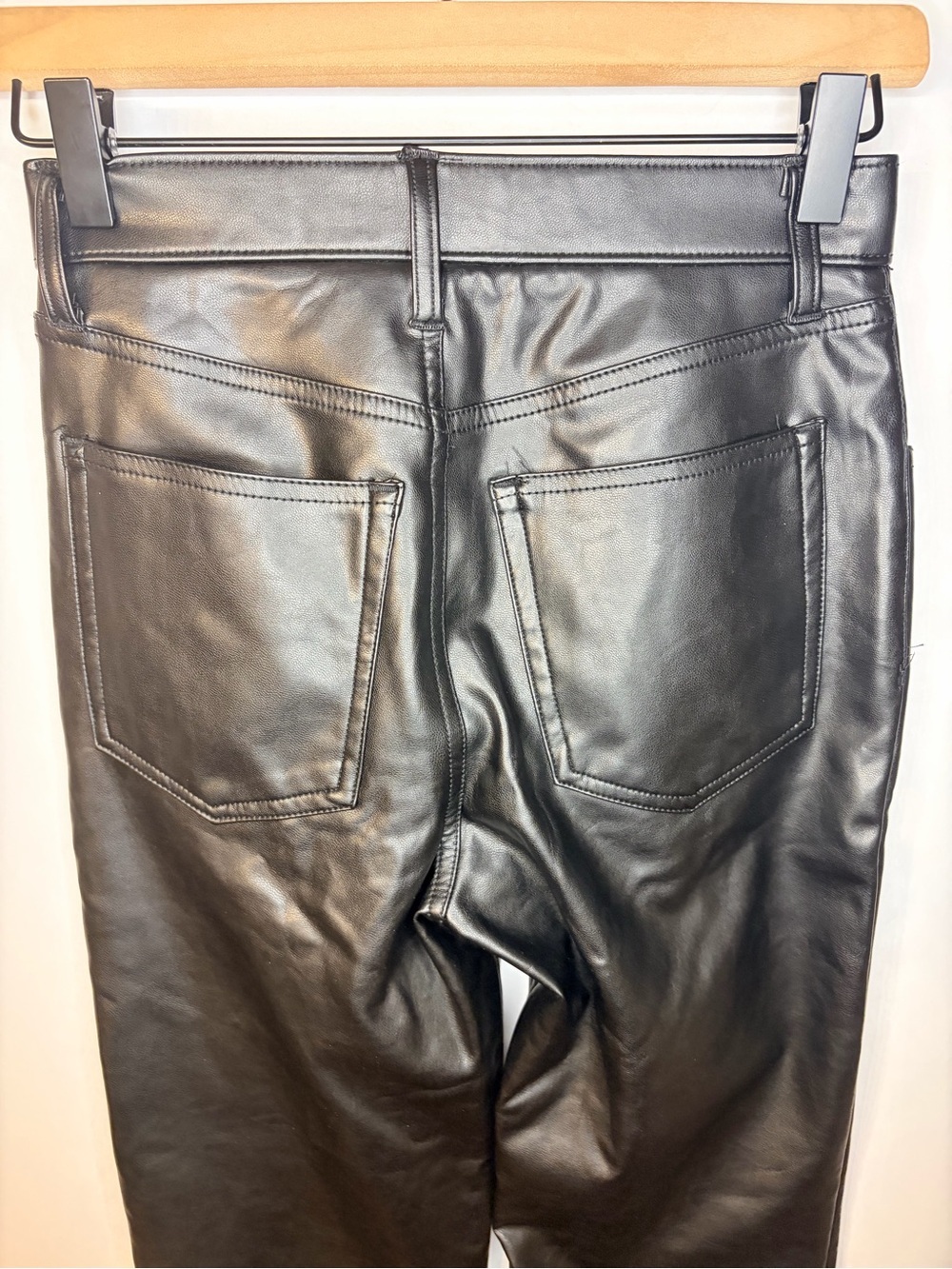 Abercrombie & Fitch Black The ‘90s Boot Low Rise Vegan Leather Pants, Size 24/00 - Picture 6 of 9